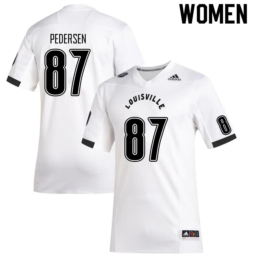 Women #87 Christian Pedersen Louisville Cardinals College Football Jerseys Sale-White - Click Image to Close
